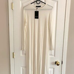 Refka Tag-On White Long-Sleeve Maxi-Midi Dress